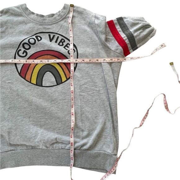 🌴 Good Vibes Rainbow Graphic Sweatshirt Gray Retro Small - Picture 7 of 11
